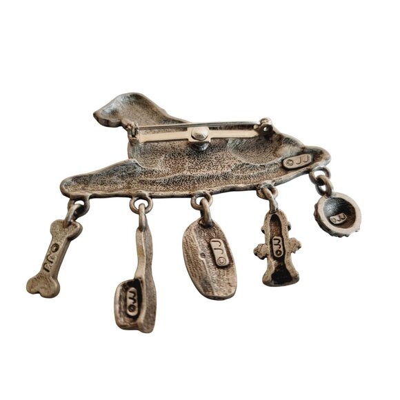 Dog pin brooch JJ pewter Charms Include bone brush ball food and Hydrant - Picture 3 of 5